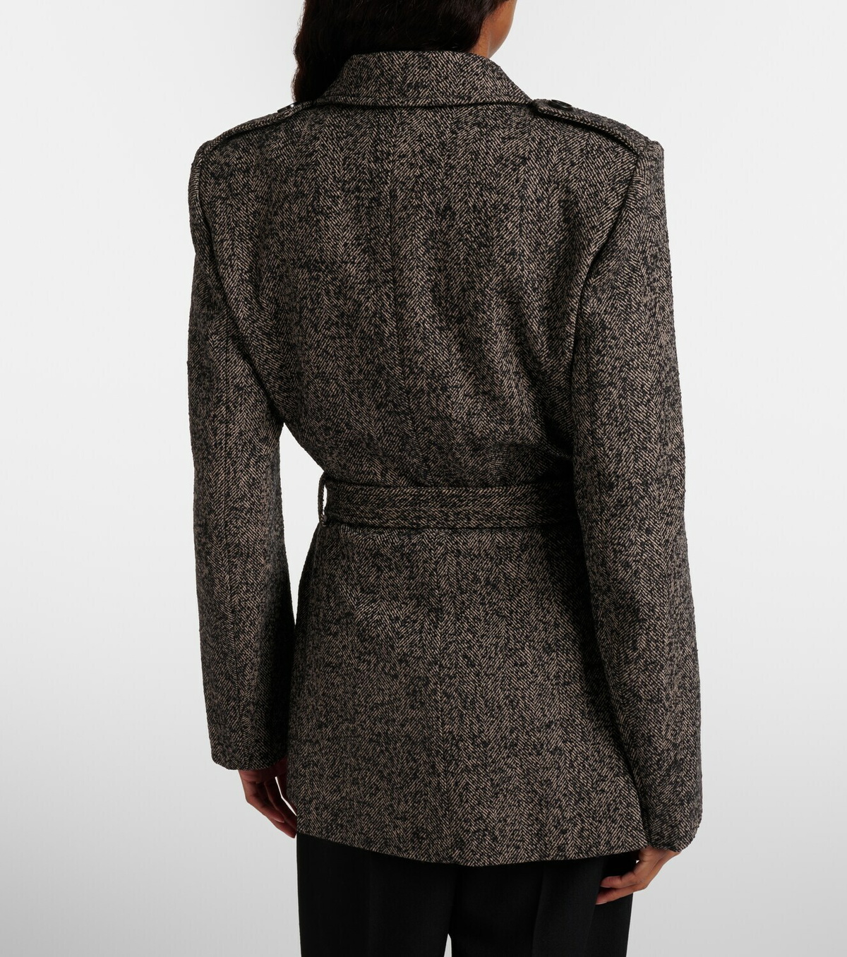Chloé Belted herringbone wool-blend coat