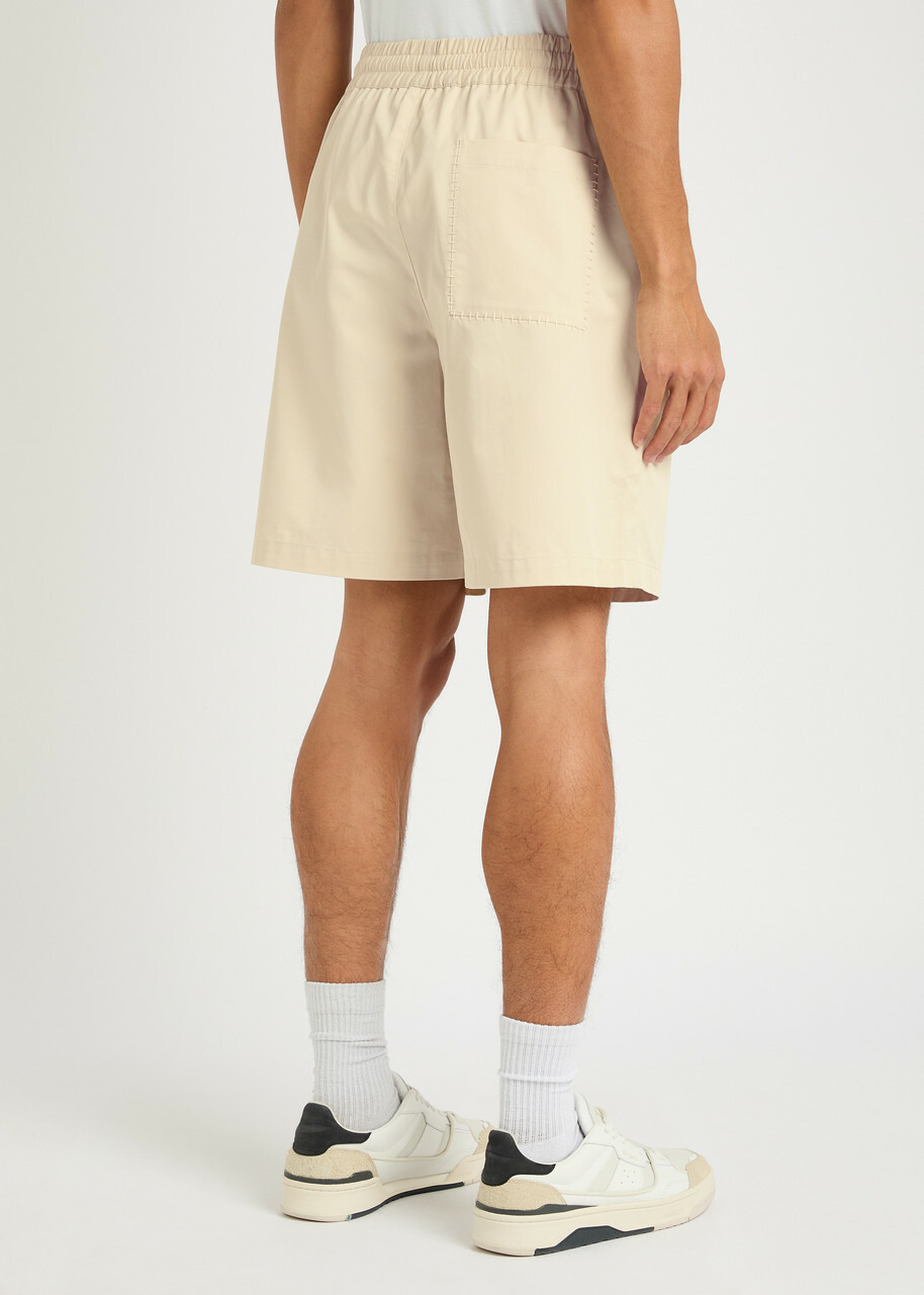 Axel Arigato Embroidered Cotton-poplin Shorts Beige