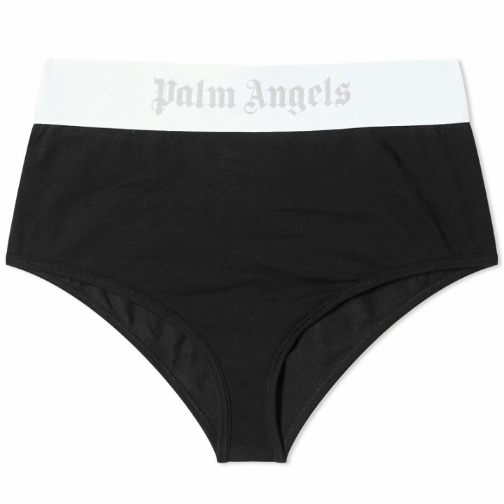 Photo: Palm Angels Women's Classic Logo High Waist Brazilian Pant in Black