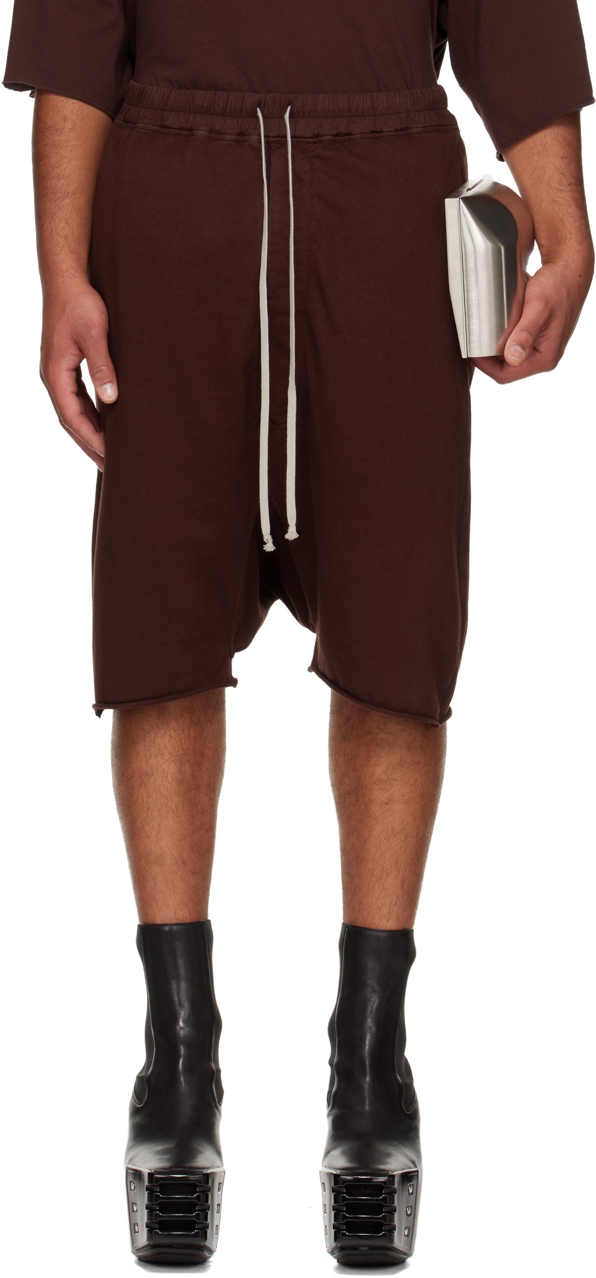 Rick Owens DRKSHDW Burgundy Concordians Drawstring Pods Shorts