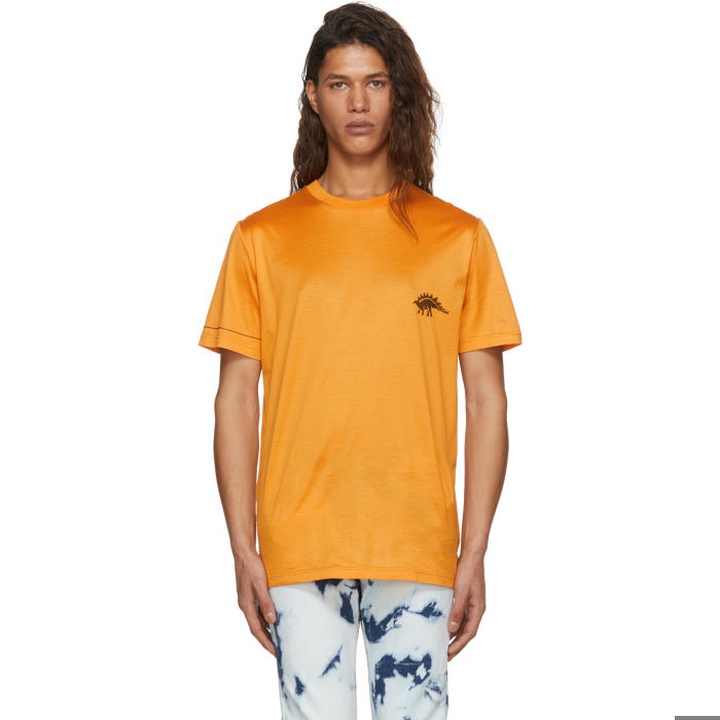 Photo: Lanvin Orange Embroidered Dino T-Shirt 