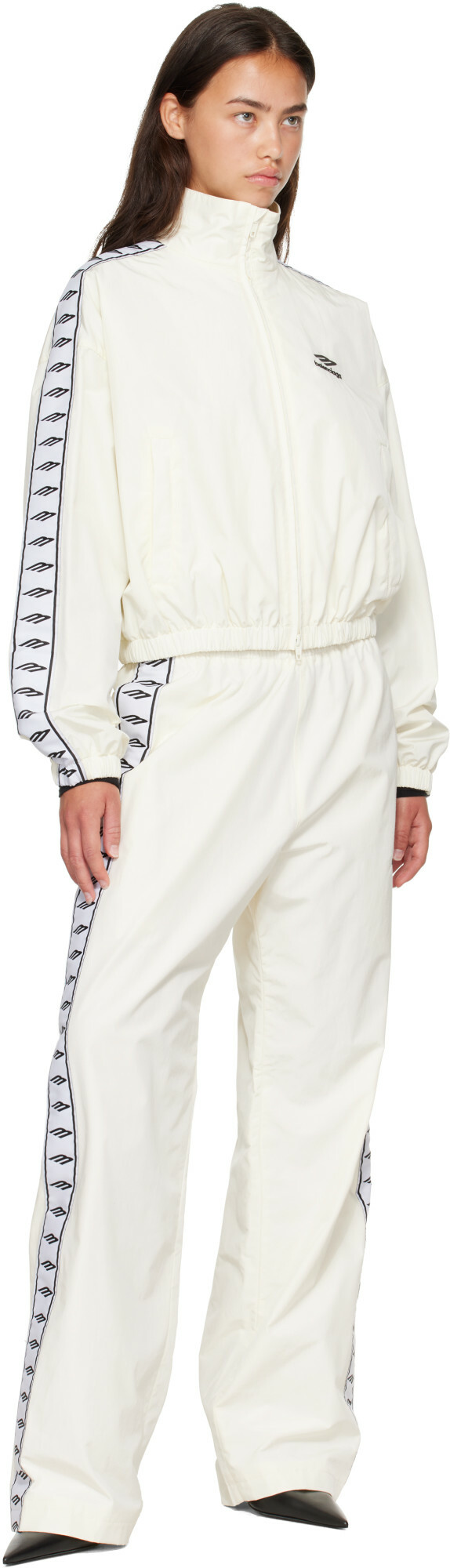 Balenciaga Off-White Techno Cotton Poplin Track Pants