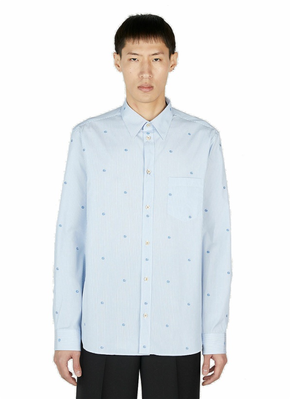 Photo: Gucci - GG Embroidery Classic Shirt in Light Blue