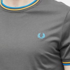Fred Perry Authentic Men's Twin Tipped T-Shirt in Gunmetal/Golden Hour/Kingfisher