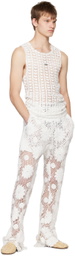 young n sang White Floral Trousers