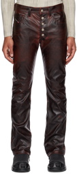 Diesel Burgundy P-Revol Faux-Leather Trousers