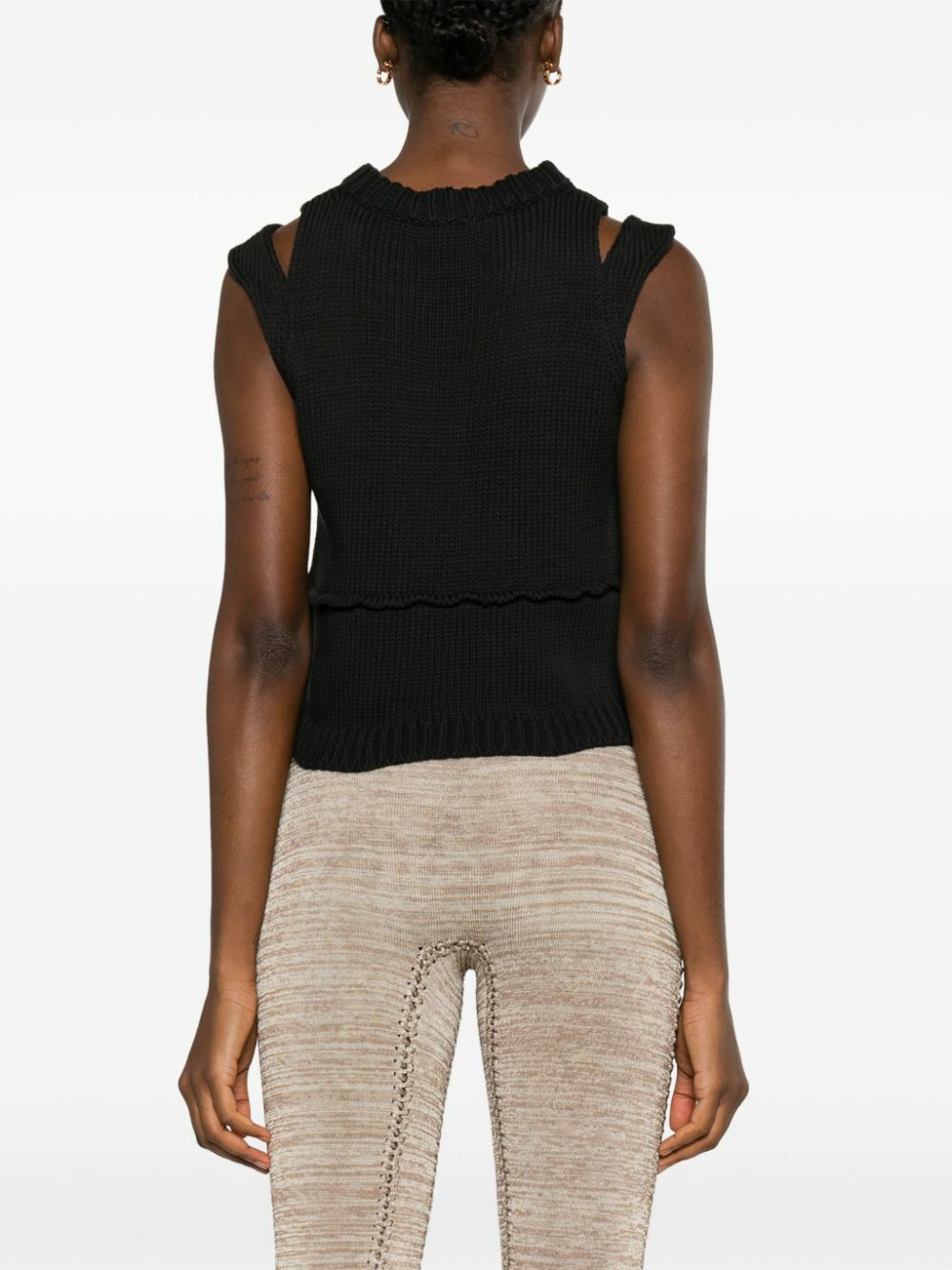 AISLING CAMPS Black Steph Cut-Out Knit Vest