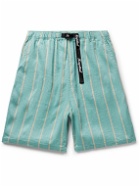 KAPITAL - Phillies Straight-Leg Striped Belted Linen and Cotton-Blend Shorts - Blue