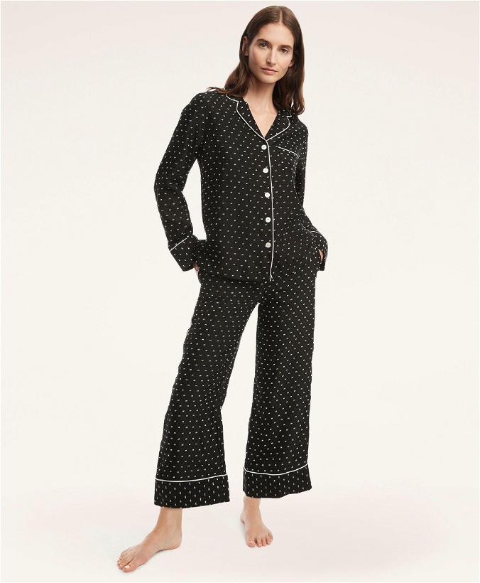 Photo: Brooks Brothers Women's Soft Clip Dot Pajama Set | Black