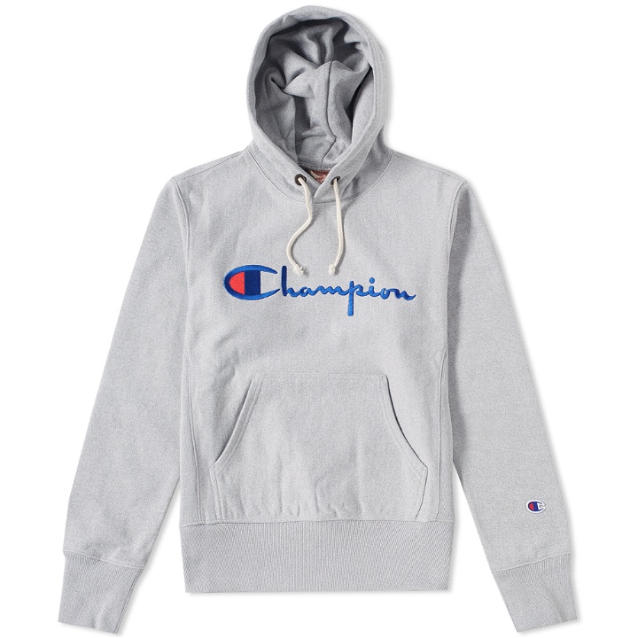 Photo: Champion Reverse Weave Script Logo Hoody