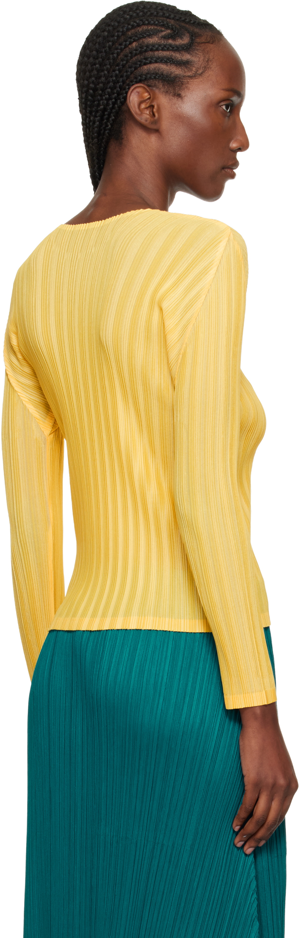 PLEATS PLEASE ISSEY MIYAKE Yellow Rib Pleats January T-shirt