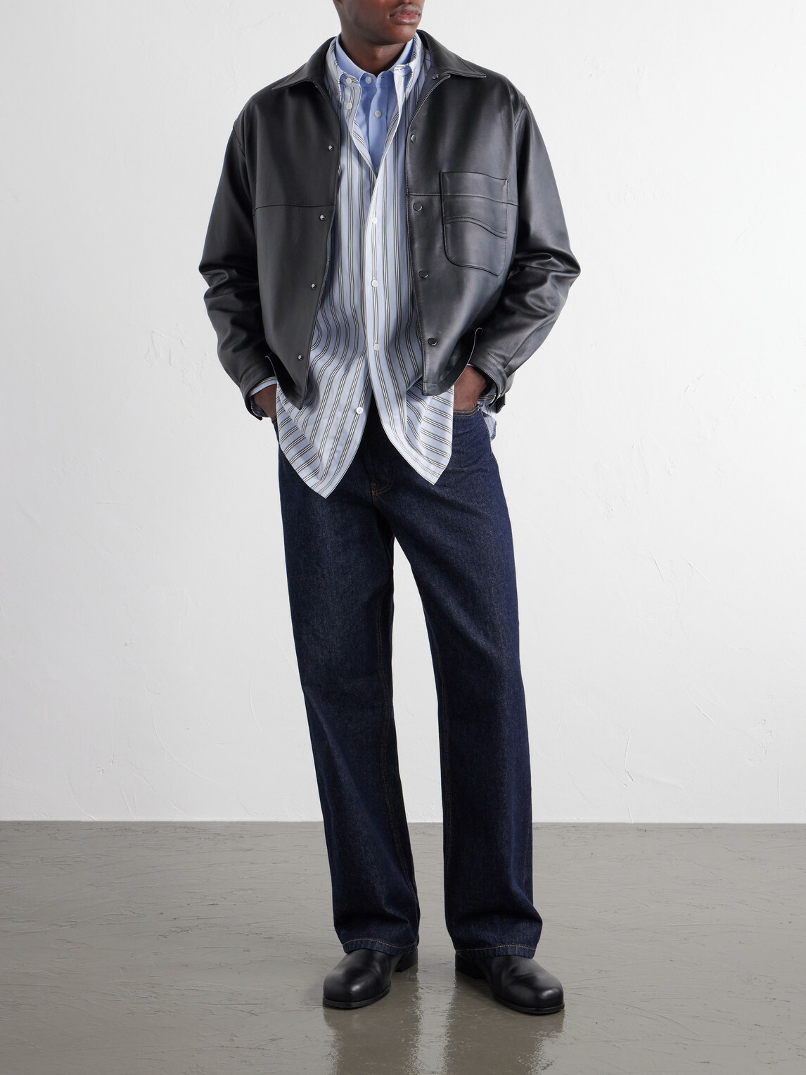 LOEWE - Striped Cotton-Poplin Shirt - Blue
