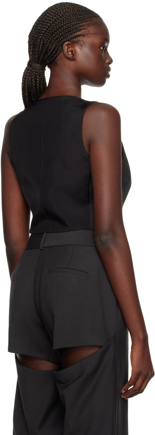 AREA Black Crystal Button Vest