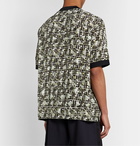 Fendi - Contrast-Tipped Logo-Print Woven T-Shirt - Green