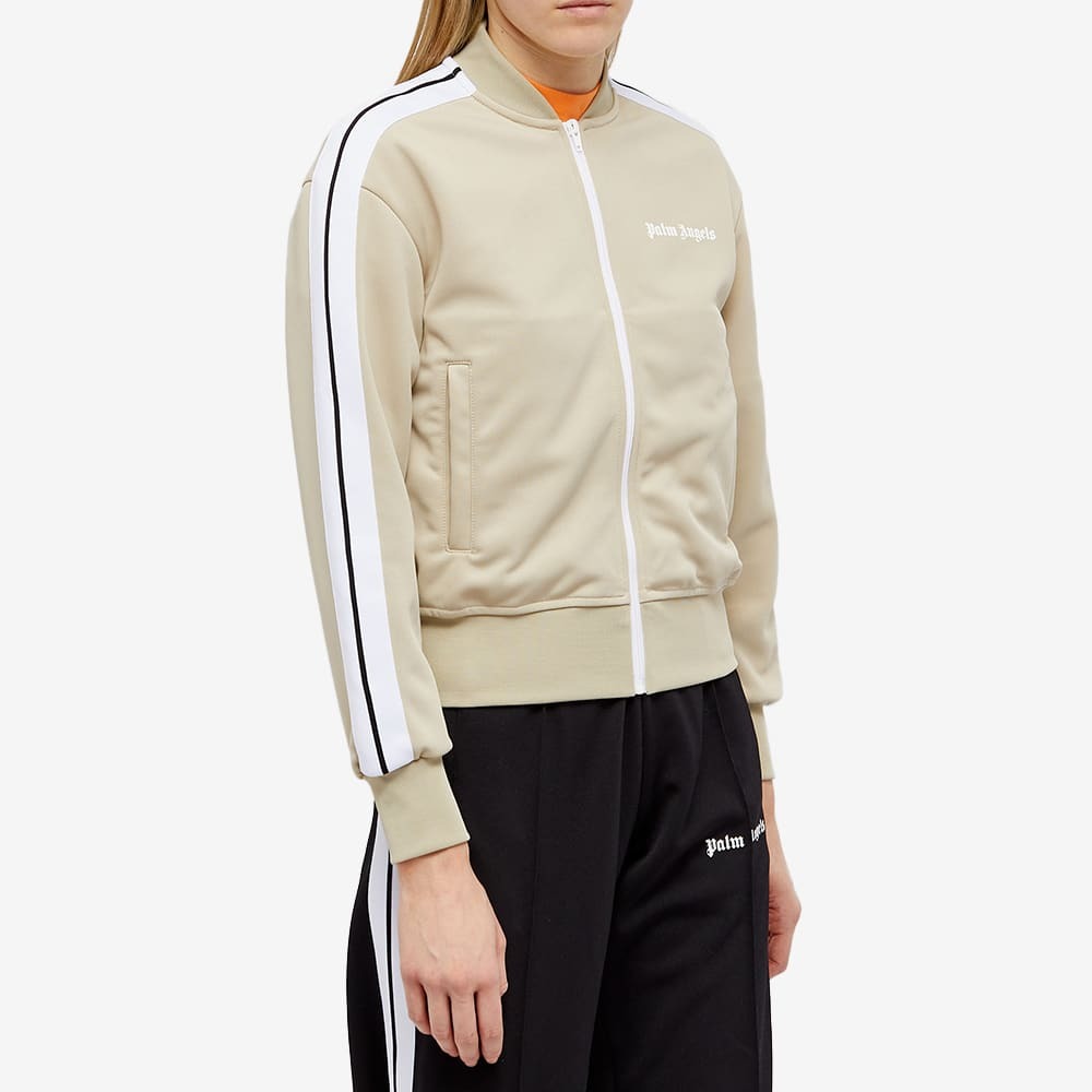 Palm Angels Women's Bomber Track Jacket in Beige/White Palm Angels