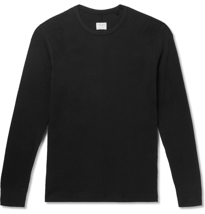 Photo: rag & bone - Waffle-Knit Cotton-Jersey T-Shirt - Black