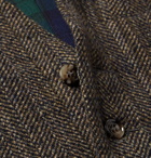 MAN 1924 - Taylor Slim-Fit Herringbone Wool and Cotton-Twill Waistcoat - Men - Dark green