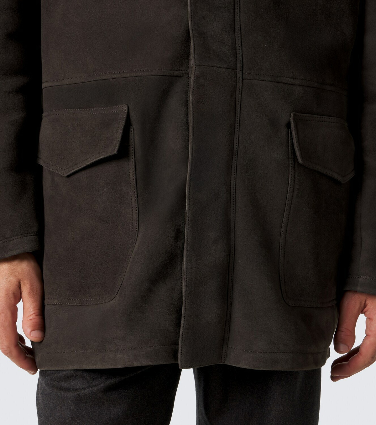 Thom Sweeney Hooded suede parka
