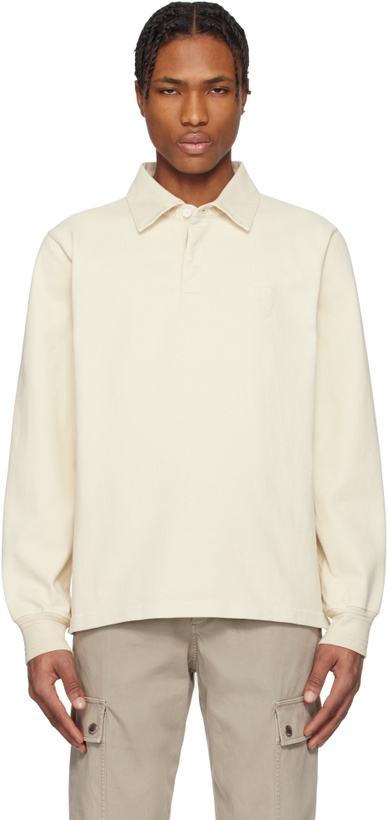 Photo: Burberry Beige Long-Sleeve Cotton Polo