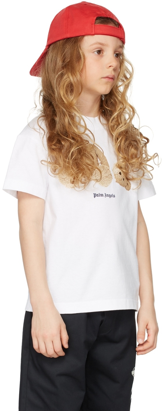 Palm Angels Kids White Bear T-Shirt Palm Angels