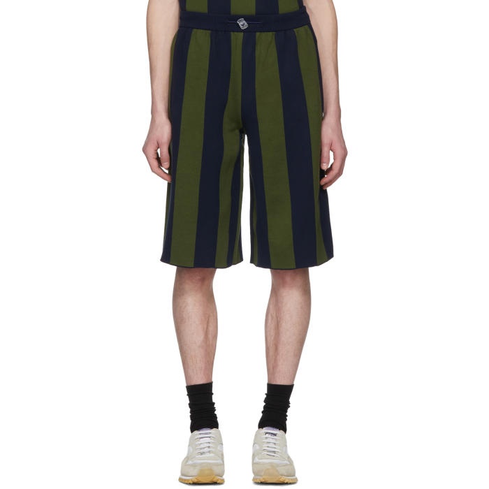 Photo: Sunnei Green and Navy Striped Shorts