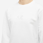 C.P. Company Men's Garment Dyed Centre Logo Crew Sweat in Gauze White