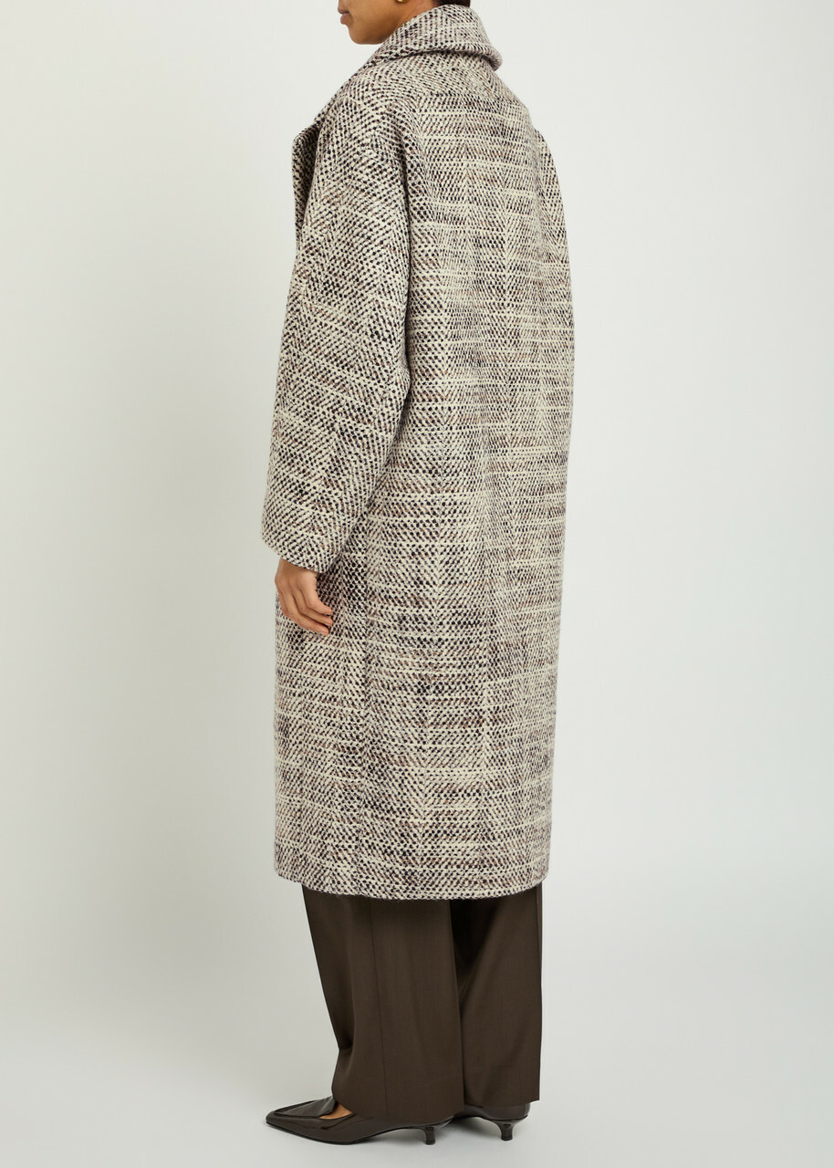 Joseph Florent Crosshatch Wool-blend Coat Brown