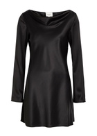 Reformation Pike Draped Satin Mini Dress Black
