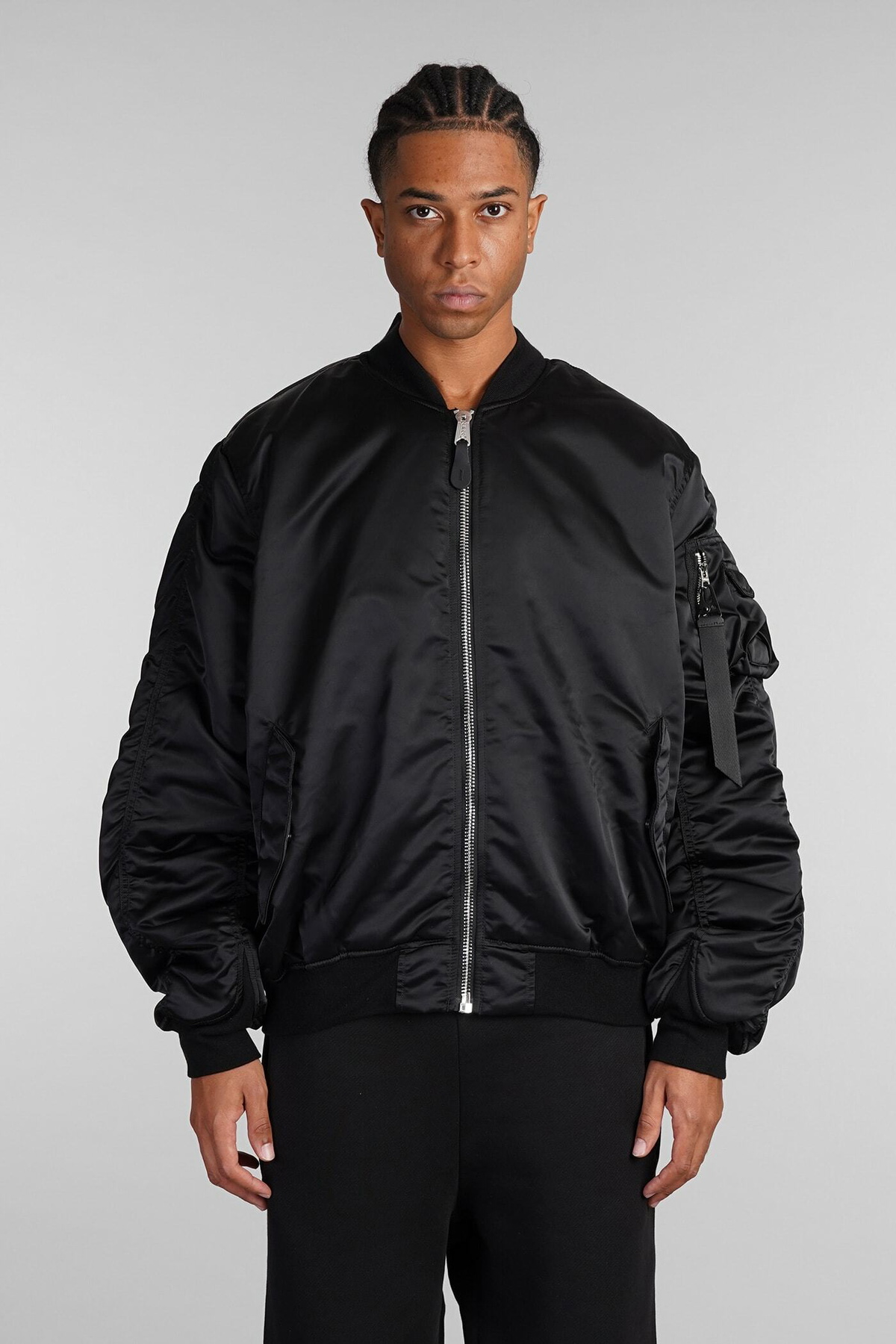 Alpha Industries Ma-1 Uv Bomber In Black Nylon Alpha Industries