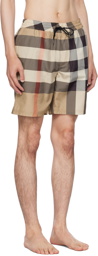 Burberry Beige Exaggerated Check Swim Shorts