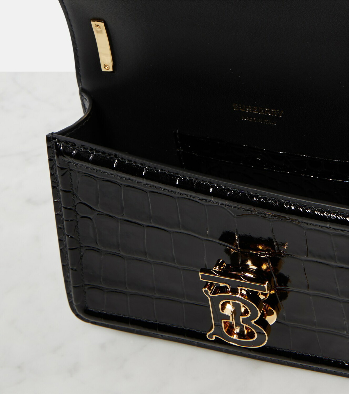 Burberry TB Mini croc-effect leather shoulder bag