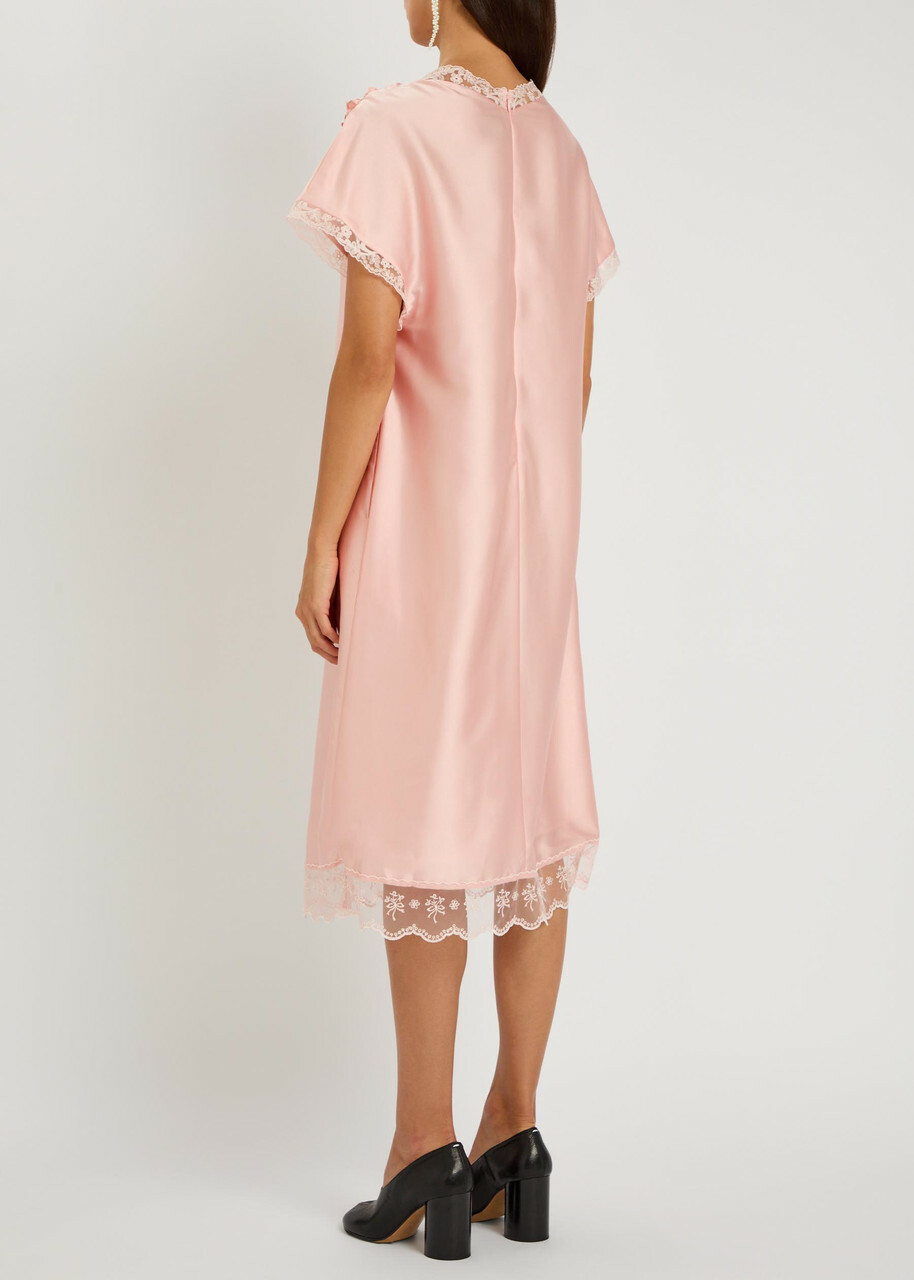 Simone Rocha Lace-trim Satin Midi Dress Light Pink
