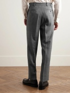Kaptain Sunshine - Manhattan Straight-Leg Pleated Checked Wool-Gabardine Trousers - Gray