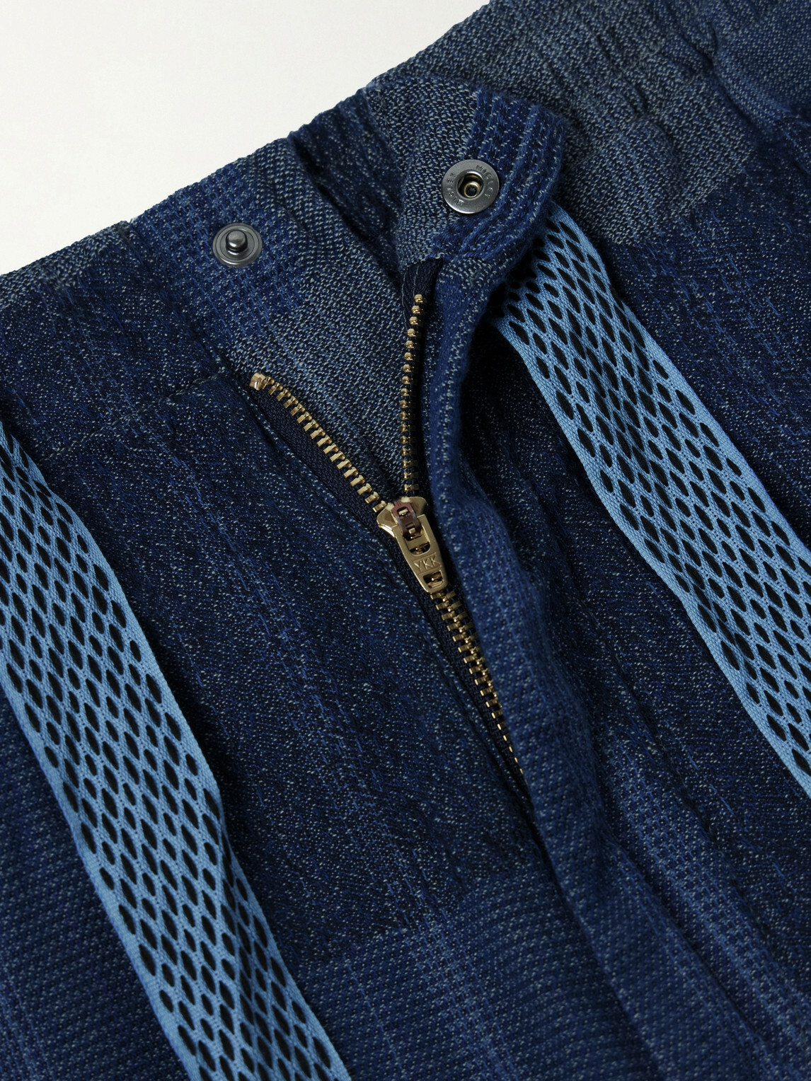 KAPITAL - Tugihagi Straight-Leg Patchwork Cotton Drawstring Trousers - Blue
