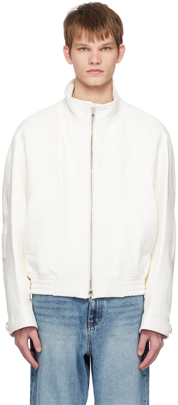 Photo: Solid Homme White Cropped Leather Jacket