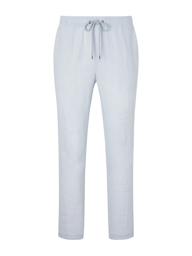 Photo: James Perse - Straight-Leg Garment-Dyed Linen Drawstring Trousers - Blue