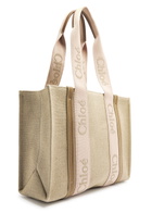 Chloe Woody Medium Linen Canvas Tote - Beige - One Size