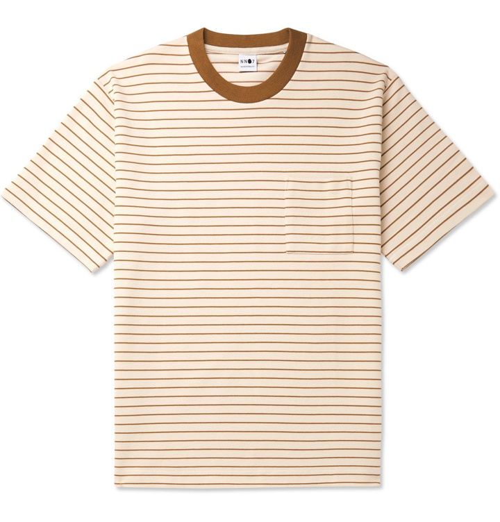 Photo: NN07 - Jorah Striped Stretch-Cotton and Modal-Blend Jersey T-Shirt - White