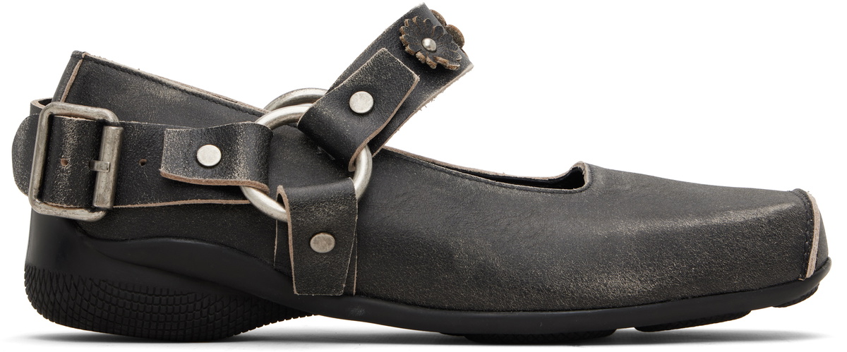 OPEN YY Blue Cross Buckle Ballerina Flats OPEN YY