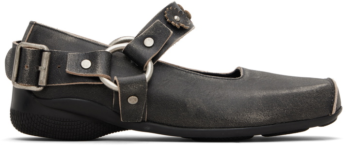 Photo: OPEN YY Gray Flower-Stud Ballerina Flats