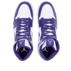 Air Jordan Men's 1 Mid Sneakers in Purple/White