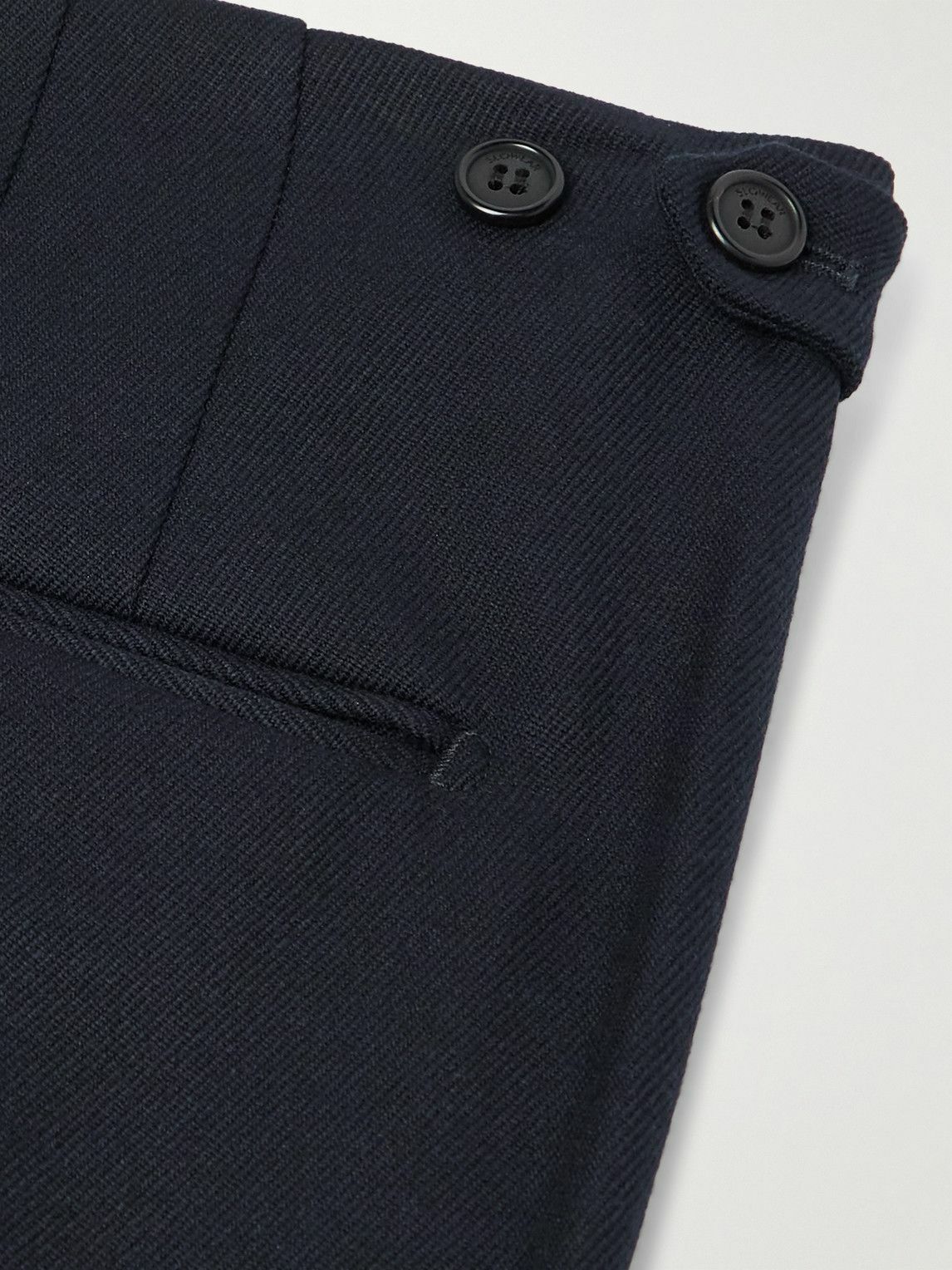 Incotex - Tapered Pleated Virgin Wool-Twill Trousers - Blue