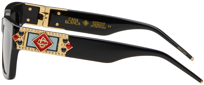 Casablanca Black Monogram Plaque Sunglasses