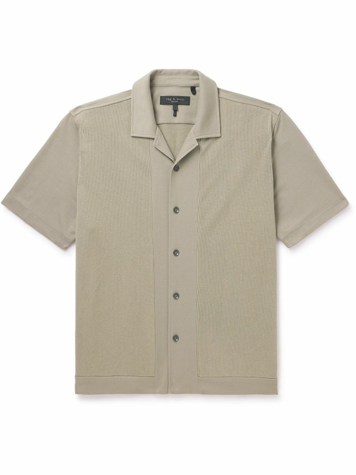 Rag & Bone - Avery Camp-Collar Honeycomb-Knit Cotton Shirt - Neutrals ...
