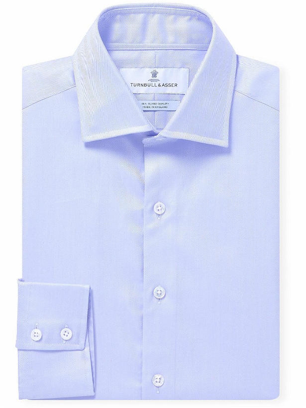 Photo: Turnbull & Asser - Shelton Cutaway-Collar Herringbone Sea Island Cotton Shirt - Blue