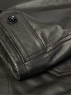 LEMAIRE - Shearling-Trimmed Textured-Leather Jacket - Brown