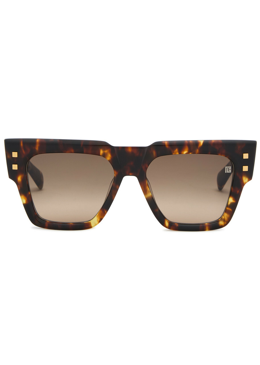 Balmain Eyewear B-army Rectangle-frame Sunglasses - Brown Havana - One Size