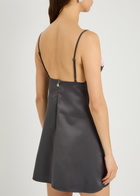Rotate Sunday Floral-appliquéd Satin Mini Dress Grey