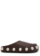 A.W.A.K.E Mode Gabi Studded Leather Clogs Brown