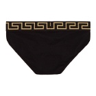 Versace Underwear Black and Gold Greek Briefs